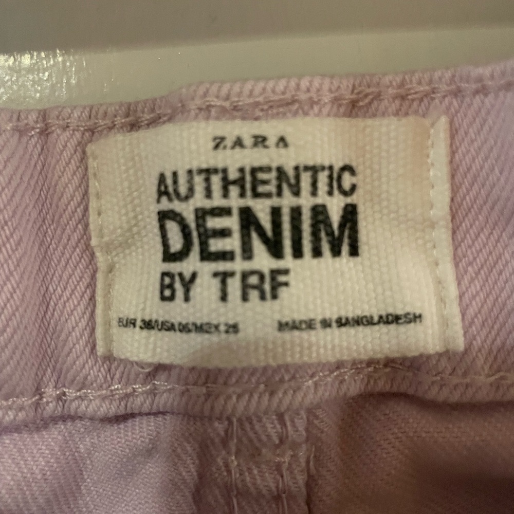Zara TRF Light Pink/Purple High Rise Straight Leg Jeans - Picture 4 of 4